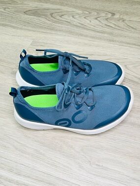 Oofos Shoes Mens Sz 9.5 Oomg Sports Ls Blue White Low Top Comfort Casual Sneaker